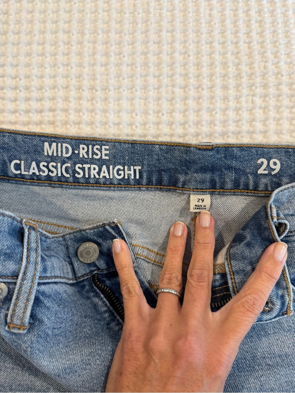 J. Crew Mid-Rise Classic Straight Jeans in Light Blue Denim